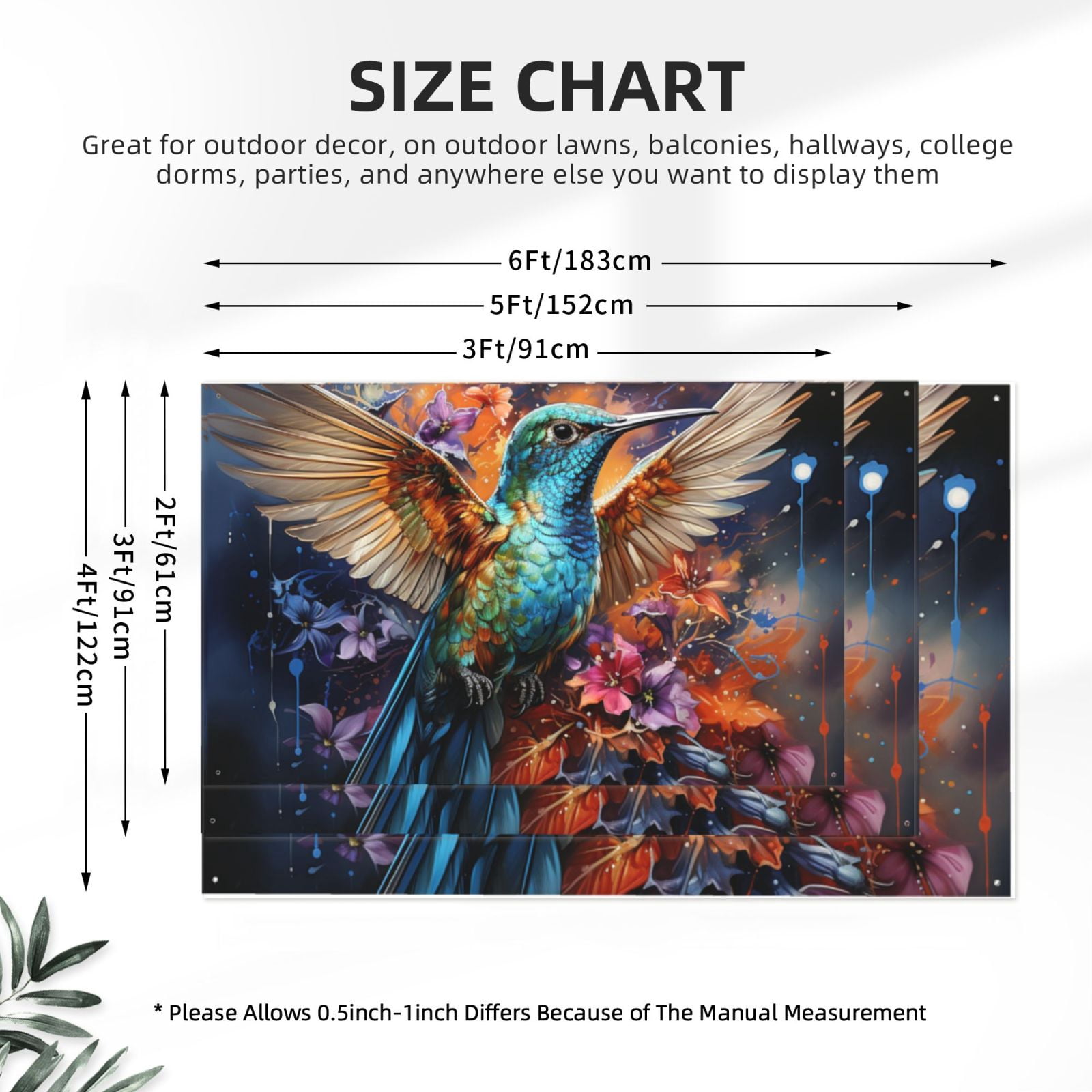 Hummingbird Galaxy Art Four Hole Decorated Banner Flag for Garden Yard Home Decoration Indoor Outdoor 4x6 Ft