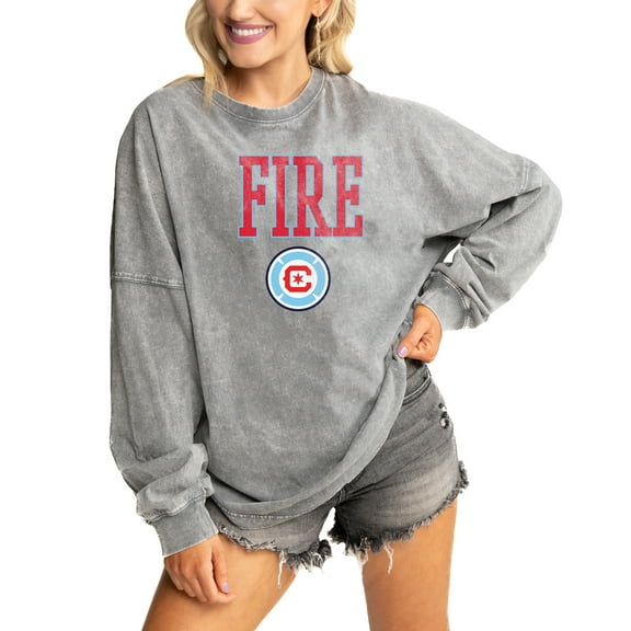 Women's Gameday Couture Gray Chicago Fire Faded Wash Pullover Sweatshirt