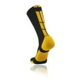 thumbnail image 2 of Black Basketball Socks Boys Girls Youth Kids Womens Mens Basketball Socks Football, Baseline Crew (Black - Gold, Small), 2 of 2