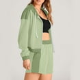 thumbnail image 4 of uublik Summer Savings Casual Outfits for Women Long Sleeve Coat and Shorts Hooded Set Tracksuit Green, L, 4 of 8