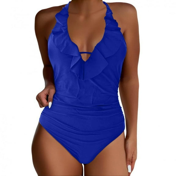 Yajing One Piece Swimsuit Women Blue L Women's Slimming and Shielding Two Swimsuit for Women with Straps