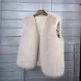 thumbnail image 2 of jtjvou Warm Short Faux Fur V Neck Vests Fluffy Cropped Jackets Crop Coats Outwear Waistcoat Tops Beige L, 2 of 4