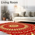 thumbnail image 2 of ODIKA 8'x10' Machine Washable Non-Slip Area Rug, Sunburst with Intricate Lotus Petals Boho Design High Traffic Rug, Red, 710208, 2 of 7