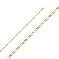 thumbnail image 1 of Precious Stars 14K Tricolore Or 2,6 Mm Régulier Concave 3 + 1 Figaro Chaîne, 1 of 3