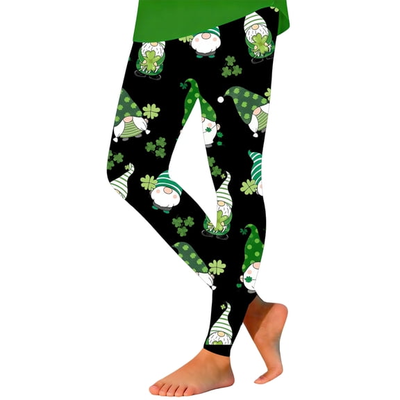 Tiijoy St. Patrick's Day Tights for Girls Kids Comfy Stretch Athletic Leggings, Sizes 1-12