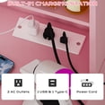 thumbnail image 7 of Zimtown Modern Makeup Vanity Desk with Mirror and Charging Station, Lighted Vanity Table with 4 Drawers & 3 Storage Shelves for Bedroom, Pink, 7 of 7