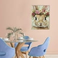 thumbnail image 2 of Fenyluxe Easter Rabbit with Floral Crown Canvas Wall Art Cute Bunny Poster Prints Lovely Animal Portrait Picture Artwork Garland Painting Room Nursery Bedroom Corridor Wall Decor 12x16in, 2 of 5