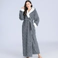 thumbnail image 2 of Yuzhih Plush Long Hooded Robe for Women Flannel Fleece Thick Full Length Bathrobe Winter Warm Pajamas Nightgown Housecoat Womens Clothes, 2 of 5