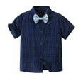 thumbnail image 4 of Sgkm Baby Boy Outfits Toddler Clothes for Boys Short Sleeved Suspenders Shorts Birthday Gentle Set, 4 of 6