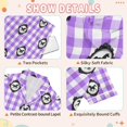 thumbnail image 4 of FORMRS Niños Short Sleeve Top and Pants Pajama Set Unisex Satin 2-Piece Sleepwear, Sizes 7-8Y, Purple Plaid Horse Pattern, 4 of 8