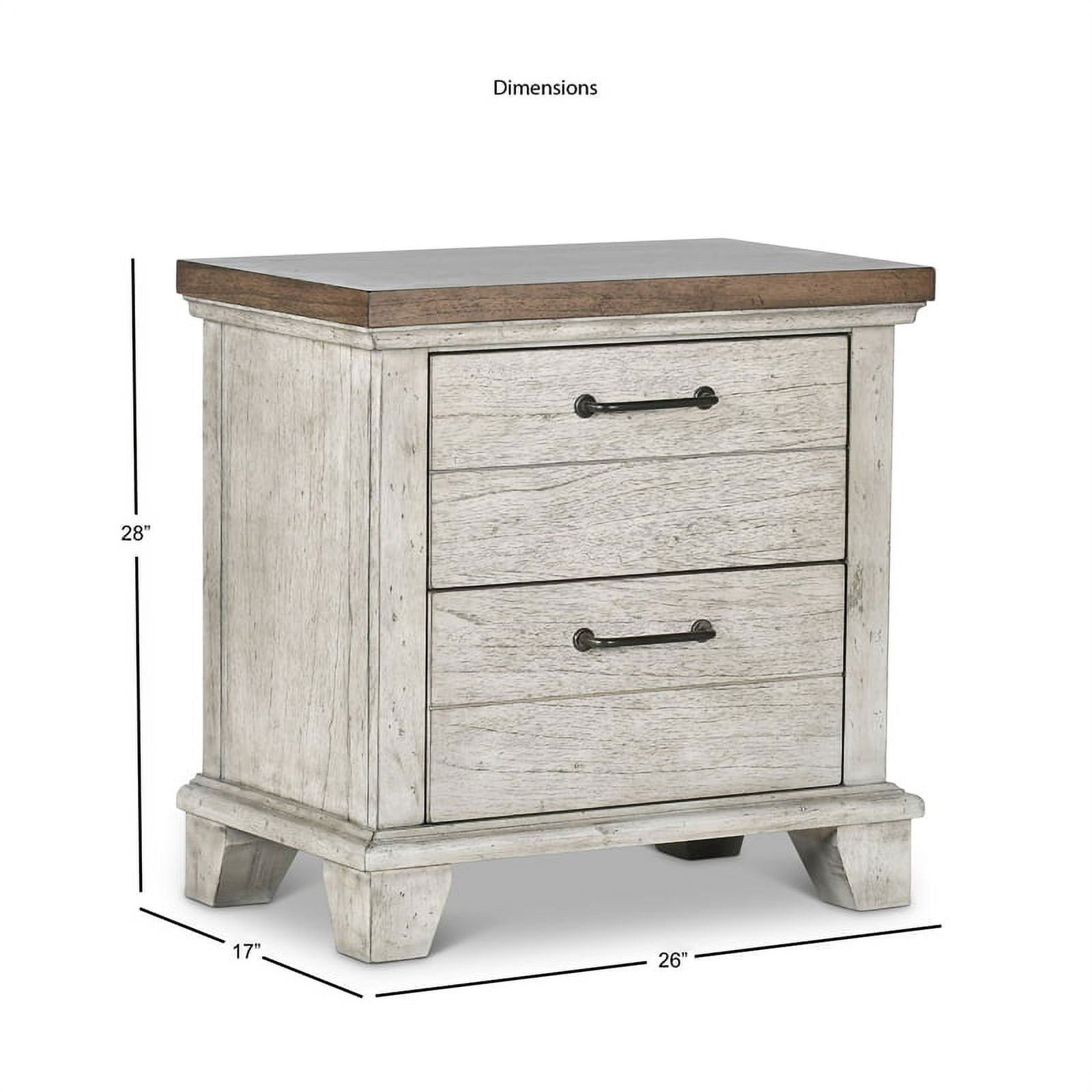 Steve Silver Bear Creek Rustic Two Drawer Nightstand, Rustic Ivory