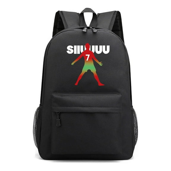 Cristiano Ronaldo CR7 Soccer Theme football Star Cool Black Backpack for School Use, Anime Design Laptop Daypack, Lightweight Bag with Room for Books and Essentials