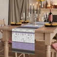 thumbnail image 2 of Purple Geometric Table Runner, Stripes Boho Spring Flowers Country Rural Washable Cotton Linen Table Runners 48 Inches Long, Dresser Scarf Runner for Nightstand/Coffee/End Tables 13''x48'', 2 of 9