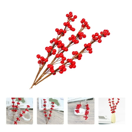CRILSTYLEO 6Pcs Fake Red Berries Decoration Artificial Fruit Cherry for Xmas Display
