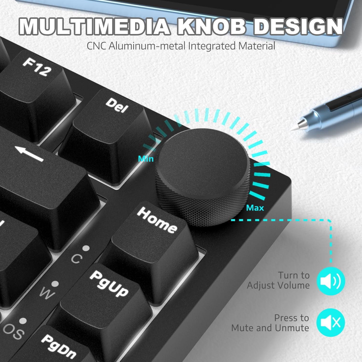 AJAZZ AK820 Mechanical Keyboard with CNC Knob Control, 75% ANSI Layout, 81Keys Gasket Mount Wired Gaming Keyboard, 5 Sound Absorbing Foam Hot-swap for PC, MAC