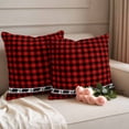 thumbnail image 2 of Red Black Plaid Outdoor Waterproof Pillow Covers, Country Vintage Bear Buffalo Gingham Decorative Square Throw Pillowcase Sofa Cushion Sham for Patio/Couch/Chair, 16"x16" 2 Pack, 2 of 8
