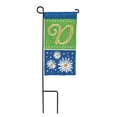 thumbnail image 2 of Daisy Blue Green Monogrammed D 8.5 x 4 Burlap Mini House Flag, 2 of 2