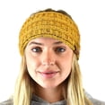 thumbnail image 2 of C.C Soft Stretch Winter Warm Cable Knit Fuzzy Lined Ear Warmer Headband, Ombre Mustard, 2 of 4