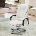 thumbnail image 2 of AECOJOY 7 Points Massage Office Chair with Heat Ergonomic Reclining Computer Chair High Back Desk Chair w/Retractable Footrest Ergonomic Leather Office Chair，Cream White, 2 of 9