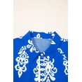 thumbnail image 6 of Women's Blue Ethnic Geometric Print Mini Dress – Short Puff Sleeve Vacation Essential, XL, 6 of 12