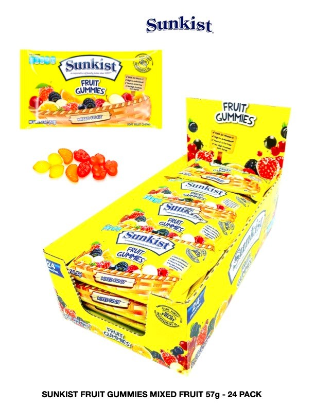 Sunkist "mixed fruit" fruit gummies 57g (24 pouches)