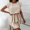 thumbnail image 3 of RYKJLWY Graduation Dress Women's Loose Peplum Short Sleeved Double Layer Dress Casual Dresses Summer Dresses for Women (Khaki,XL), 3 of 5