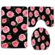 thumbnail image 1 of Juego de alfombras de baño ABPHQTO rosa sobre negro 3 piezas contorno y tapa de inodoro, 1 of 2