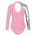 thumbnail image 2 of CHICTRY Kids Girls Long Sleeve Cutout Back Gymnastics Leotard Shiny Rhinestones Dance Gym Exercise Bodysuit Pink 12, 2 of 5