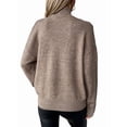 thumbnail image 6 of Women Cold Shoulder Sweater Turtelneck Cut Out Pullover Sweater Casual Long Sleeve High Neck 2 in 1 Tops Khaki S, 6 of 10