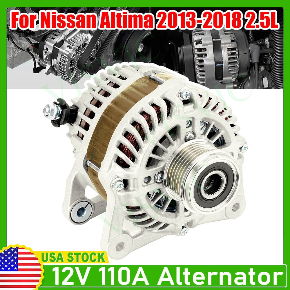 Alternator for Nissan Altima 2013-2018 Sedan L4 2.5L 110 A 12 Volt CW 6-Groove