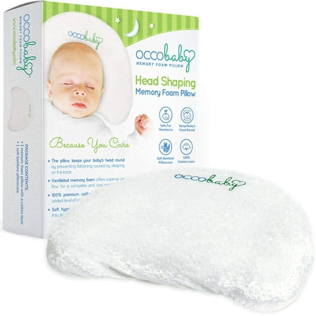 OCCObaby Baby Head Shaping Memory Foam Pillow | Cotton Cover & Bamboo Pillowcase | Keep Your Baby's Head Round | Prevent Flat Head Syndrome in Infant & (Best Pillow To Keep Head Cool)