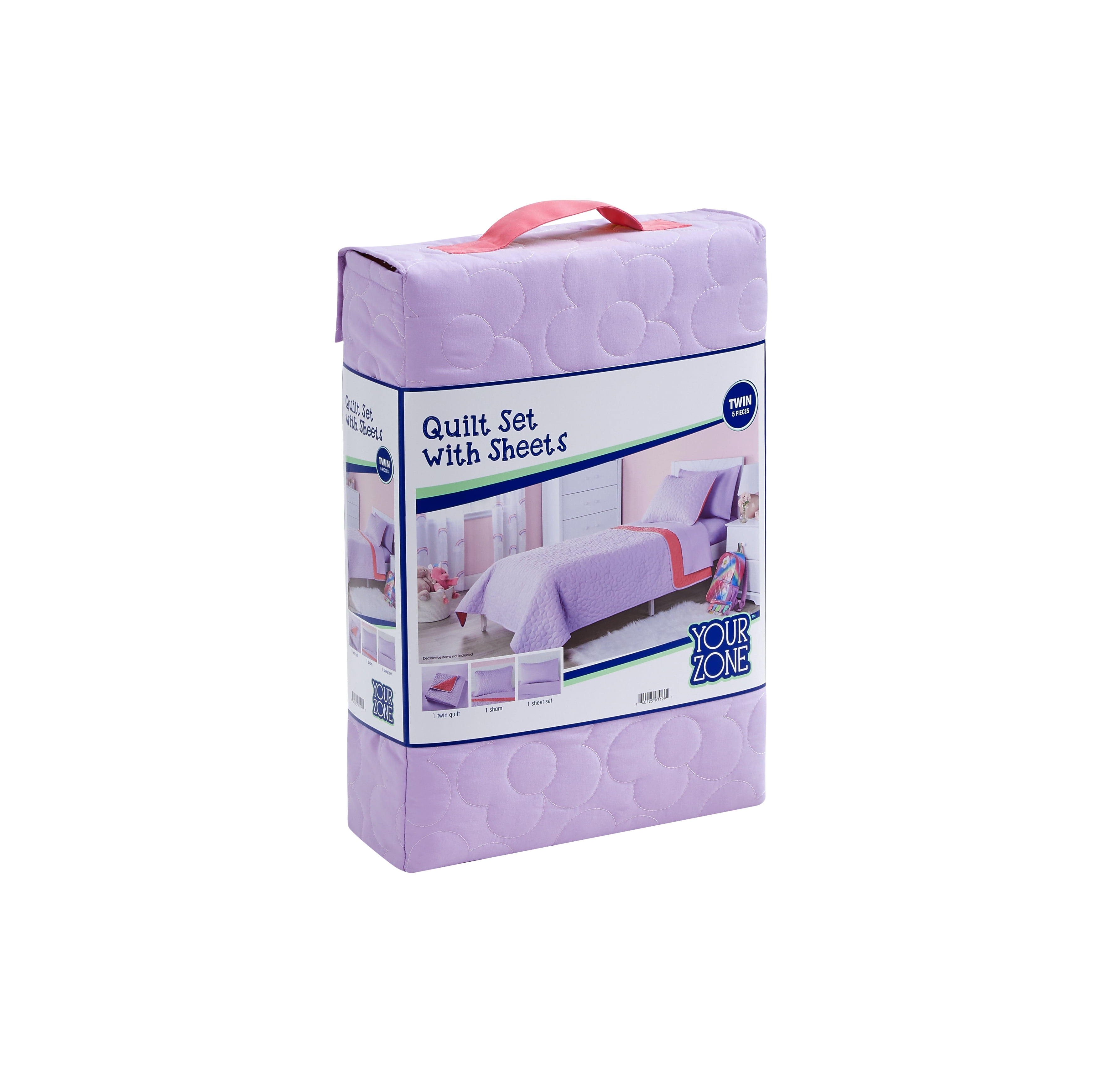 Your Zone Quilt Set with Sheets Flowers Polyester Basic Weave Quilts, Twin - Reversible