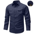 thumbnail image 5 of Dpjklzsn Men's Tactical Utility Shirt, Long Sleeve Ventilated Collared Shirt with Zip Dual Pockets, 5 of 9