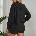thumbnail image 5 of Arlun Womens Fashion 2025 Oversized Long Sleeve Hoodies Button up V-Neck Hooded Sweatshirts Trendy Side Slit Solid Color Casual Ribbing Pullover Tops Black S, 5 of 7