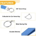 thumbnail image 5 of Unique Bargains 1 Set Universal Car Keychain Car Home Women Men Key Chain with Ring PU Leather Blue Silver Tone, 5 of 7