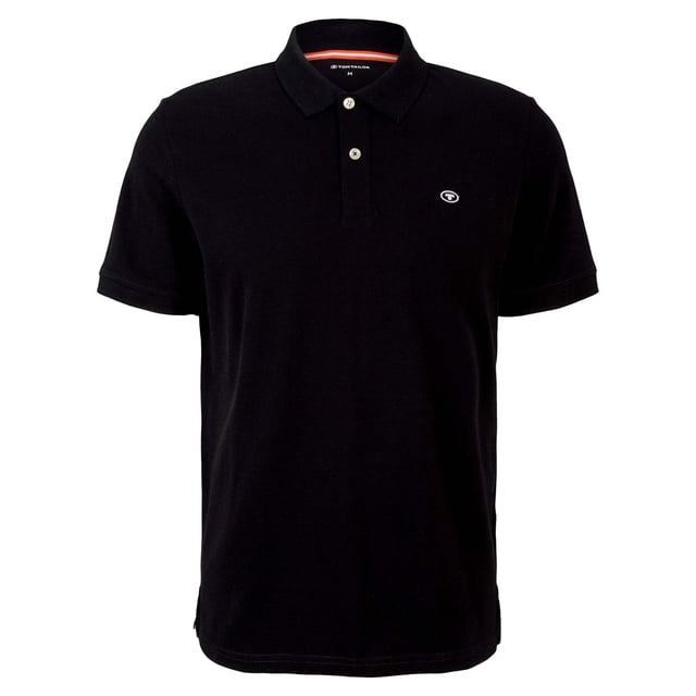 TOM TAILOR Polo de hombre con botonadura - Polo básico con contraste, corte regular, algodón Negro 3XL (XXX-Large)