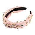 thumbnail image 1 of Diadema rosa Unique Bargains llena de diamantes plisada anudada para mujer, 1 of 7