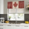 thumbnail image 4 of 2 Pack Valances for Window, Canada Short Curtains for Kitchen Bedroom Living Room, Red Maple Leaf Flag Vintage Farmhouse Wooden Grain Rod Pocket Small Window Treatment Valance Drapes 42 x 18 Inch, 4 of 8