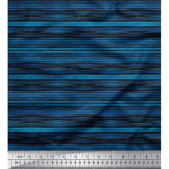Soimoi Crepe Silk Fabric Abstract Stripe Printed Fabric 1 Yard 42 Inch Wide