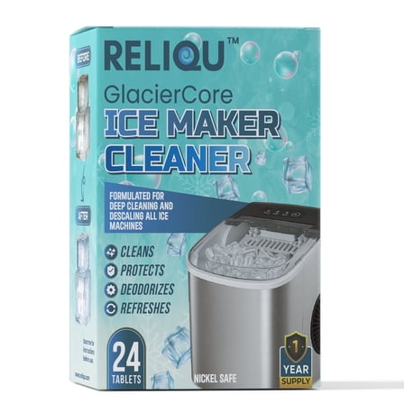 Reliqu GlacierCore Ice Maker Cleaner Nickel Safe Descaler Tablets for Home & Commercial Use - 1 Year Supply