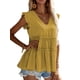 thumbnail image 4 of SAYOO - Chaleco holgado con volantes y plisado con cuello en V para mujer, informal, sin mangas, a la moda SAYOO Estilo de ocio, 4 of 8