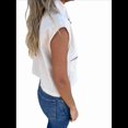 thumbnail image 2 of Camisa de y Algodón para Mujer, Blusa Holgada de Verano con Cuello en V y Corta, Informal, Color Albaricoque, Talla S, 2 of 9