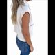 thumbnail image 2 of Camisa de y Algodón para Mujer, Blusa Holgada de Verano con Cuello en V y Corta, Informal, Color Albaricoque XL, 2 of 9