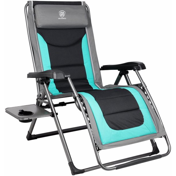 EVER ADVANCED Oversize XL Zero Gravity Recliner Padded Patio Lounger Chair with Adjustable