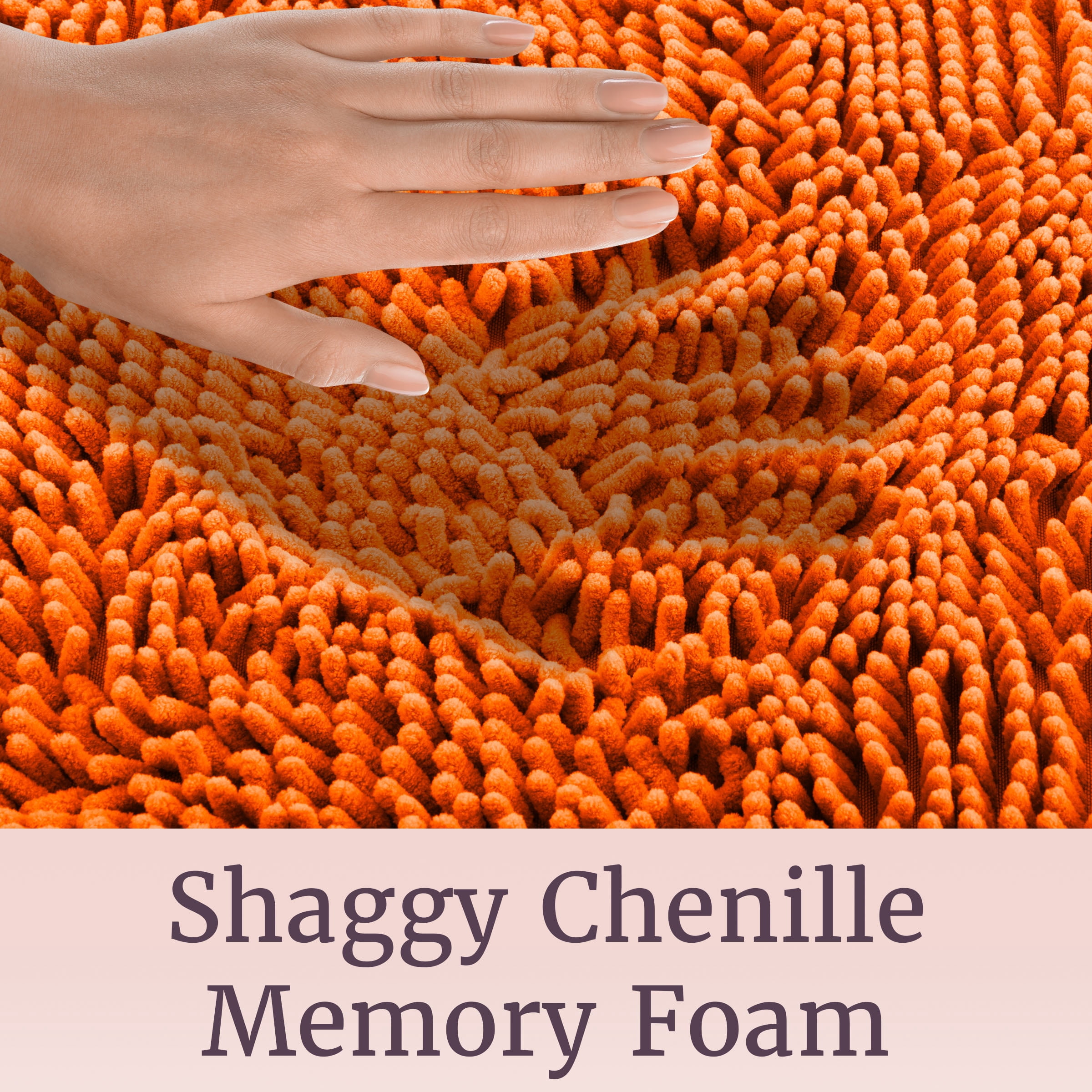 Somerset Home 58" x 24" Non-Slip Shag Memory Foam Bath Mat (Orange)