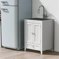 thumbnail image 3 of Ktaxon 24-Inch Laundry Sink with Cabinet and Pull-Out Sprayer Faucet, Stainless Steel Utility Sink with Cabinet, Grey Cabinet with Sink for Laundry & Utility Room, Kitchen, Bathroom, Basement, 3 of 8