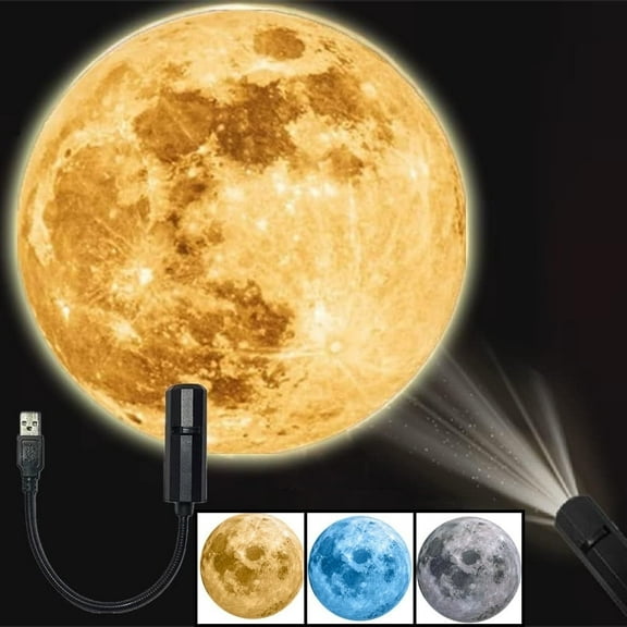 Moon Earth Venus Lamp Projector Night Light, 360° Moon Projection Light USB Star Night Light Charging Lighting with 3 Modes,Romantic Atmosphere Lamp for Selfie Backgroun Bedroom Decor
