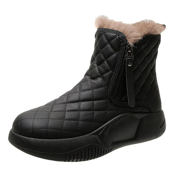 Botas de nieve de invierno para mujer, impermeables, aisladas, cálidas y cómodas, botines de mujer, botas cortas de moda Negro Yinane botas de nieve