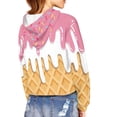 thumbnail image 2 of FKELYI Crop Tops Hoodies with Strawberry Cream Waffles Size 11-12 Years Soft Home Crewneck Sweater Girls Stretchy Casual Party Hooded Pullover Tops, 2 of 5