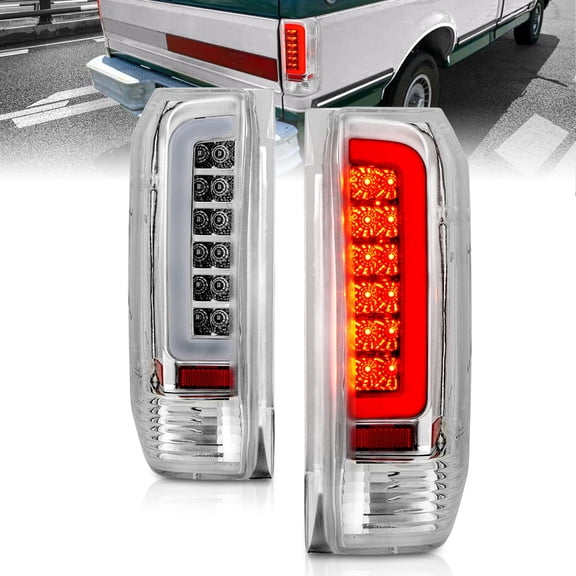 AmeriLite FORD F150 89-97/BRONCO 87-96 TAIL LIGHTS CHROME HOUSING CLEAR LENS W/C BAR